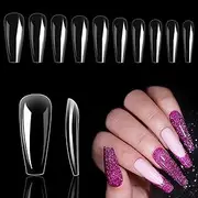 U-Shinein Nail Tips，Coffin Tips, Long Clear Press on Nails Base Tips False Fake Tips Full Acrylic Nails Coffin Shaped For Nail Extension DIY Salon Soft Gel Tips 500pcs 10 Sizes