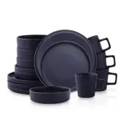 Stone Lain Cleo Modern Stoneware 16-Piece Dinnerware Set, Plates and Bowls Se...