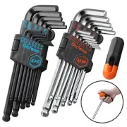 26pcs Wrench Hex Key Allen Tools Set SAE Metric Long Arm Ball End Free T-Handle