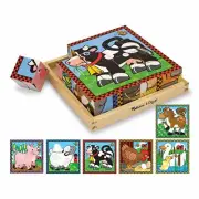 Melissa & Doug Farm Wooden Cube Puzzle With Storage Tray - 6 Puzzles in 1