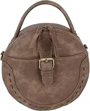 [LM] Le Miel Mini Round Tassel Charm Vegan Leather Crossbody Shoulder Sling Bag for Women