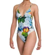 DOLCE&GABBANA Floral Hydrangea Print One-Piece Swimsuit Size 3 (Medium)