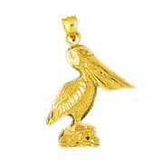 14K Gold Perching Pelican Pendant