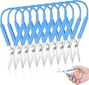 Honoson 10 Packs Loop Scissors for Kids 5.5 Inches Grip Self Opening Adaptive Special Needs Mini Easy Grip Scissors Right and Lefty Support for Teens Adults(Blue)