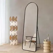 Arched Full-Length Floor Mirror 165x60cm - Dual Mount Wall/Standing Design with Sturdy Metal Frame & Non-Slip Base for Bedroom, Hallway, Compact Spaces​ (Arch Black: 165 * 60cm)