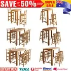 3/5/7 pcs Set Solid Acacia Wood Cafe Bar Table with Stools/Chairs with footrest