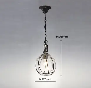 美式復古鐵架玻璃罩吊燈 (6.4折)