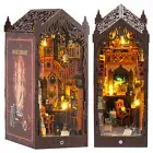 DIY Book Nook 3D Wooden Puzzle Bookshelf Insert Decor w/Light Dollhouse Model ▦