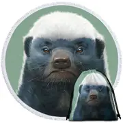 Cute Animal Art Honey Badger Round Beach Towel