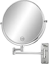 FFowcye 8" Wall Mounted Makeup Shaving Mirror - 1X/10X Double-Sided Magnifying Bathroom Vanity Mirror, 360° Swivel Extendable with Adjustable Arm, Chrome Finish for Makeup (No Light)