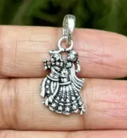 925 Sterling Silver Lord Radha Krishna Pendant, Wearing Temple, Puja 2.2 gm
