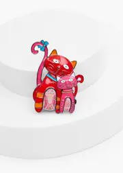 [Taking Shape] Taking Shape Cat Brooch in RED - Women's Accessories Red