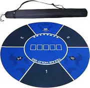 Portable Poker Mat - Round Table Mat, Waterproof Poker Mat | Strong Edge Non-Slip Poker Table Mat, Player Game Layout Mat with Carrying Bag, Texas Holdem Poker Mat for Family Game Night