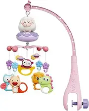 Baby Crib Mobile,Cute Baby Nursery Mobile with Music, Projection, Lights | Rotating Hangable Rattles Toy for 0-24 Months Toddler Sleep