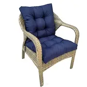 High Back Chair Cushions for Indoor Outdoor Use, Tufted Seat/Back Chair Cushions with Ties, Waterproof All Weather Lounge Sun Lounger Chair Cushions