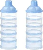 Accmor Baby Milk Powder Formula Dispenser, Non-Spill Smart Stackable Baby Feeding Travel Storage Container, BPA Free, 5 Compartments, 2 Pack