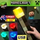 Minecraft Brown Stone Torch Night Light Rechargeable LED Mood Lamp Home Decor