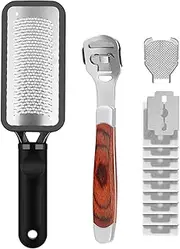 Foot Scraper Pedicure Supplies for Dead Skin Heel File Like Grater Calusses Remover Feet Callus Shaver Feet Scrubber Hard Skin Kit with 10 Blade
