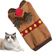 Christmas Dog Sweater, Soft Hoodie Dog Sweater Reindeer Warm Outfit, Breathable Pullover Pet Sweater, Holiday New Year Christmas Clothes for Small Dog and Cat