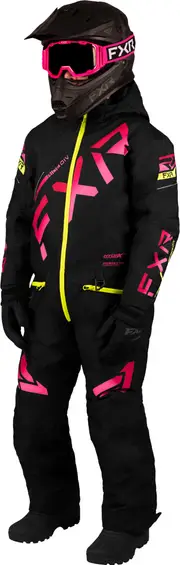 FXR CX 2023 Youth One Piece Snowmobile Suit, black-pink, Size 12 Black Pink