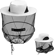 QWORK® Mosquito Net Head Hat Beekeeping Hat with Mesh and Zipper for Outdoor Camping Fishing Gardening Grey