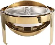 Catering Food Warmer Set, 6L Stainless Steel Warmer Buffet Set with Visible Lid for Party (2 Compartment Pan)