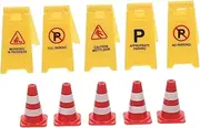 Abaodam 10pcs Doll House Model Boys for Traffic Sign Mini Traffic Cones Sign Model Miniature Traffic Cone Construction Party Favors Street Signs Small Traffic Cones Abs