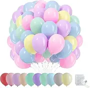 Lumjoy Pastel Balloons 50pcs 12 Inch 30cm Decorative Latex Helium Macaron Assorted Color Party Balloon for Birthday Baby Shower Wedding Engagement Graduation Festival Decorations