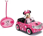 Disney Junior 7.5" Minnie Mouse Roadster RC Remote Control Car Pink 27MHz, Toys for Kids, Pink with Stars and Polka Dots