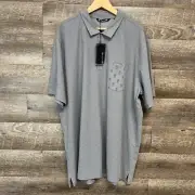 Men's TravisMathew Can Can Golf Polo Heather Gray Pineapple Pocket Size 3XL NWT