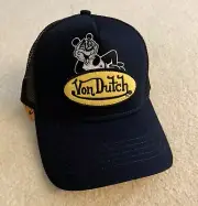 Von Dutch Unisex Black and Yellow Trucker Hat Panda Bear Brand New with Tags