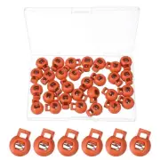 30 Pcs Round Cord Lock Single Hole Spring Loaded Toggle Stoppers with Box Orange