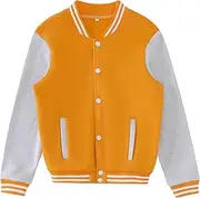 [NICNZQI] Kids Varsity Jacket Girls Boys Baseball Jacket Bomber Coat School Jackets with Pocket