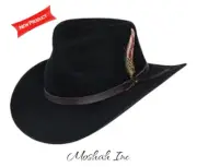 Men's Outback Wool Cowboy Hat Montana Black Crushable Western Felt by Silver