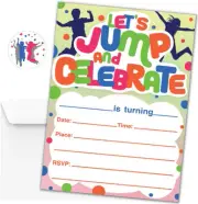 Hat Acrobat 30 Jump Birthday Party Invitations with Envelopes and Stickers - Bir