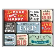 9pc Nostalgic Art Enjoy Life 2.2cm/4.5cm Magnet Set Kitchen/Home Fridge Decor