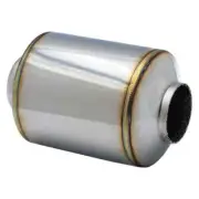 REMARK304 Round Resonator Canister - 5.1" x 7.9" - Center Inlet / Outlet (2.5")