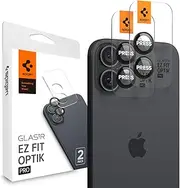 SPIGEN EZ Fit Optik Pro for iPhone 16/16 Plus Lens Protector Camera Protector, Easy Application Auto Alignment Technology Installation Tray 9H Tempered Slim Glass [2-Pack] - Black