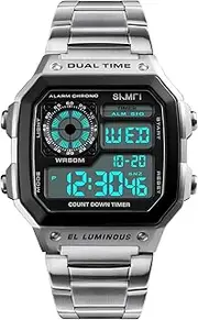 [PASOY] Men's Digital Multi-Function Watches Dual Time Alarm Stopwatch Countdown Backlight Waterproof Watch