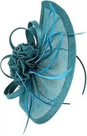 [Beavorty] Bride Tops Hat Headband Elegant Retro Fascinator for Women for Wedding Evening Party and Special Occasions Lightweight Comfortable Decorative Accessory Lake Green