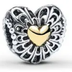 PANDORA VINTAGE HEART 14K & SILVER CHARM