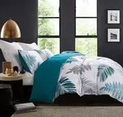 SLEEPBELLA Duvet Cover Set, 600 Thread Count Cotton Leaf Botanical Pattern Print