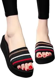 Thick Bottom Slippers For Women High Heel Wedge Comfort Yoga Mat Platform Thick Soles Flip Flops Beach Shoe