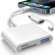 Type-C USB 2.0 Card Reader - Dual Slot SD/TF Memory Card Adapter for Android/iPhone 15 with OTG Support