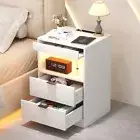 Yusong LED Nightstand Bedside Table with 13.8"D x 15.8"W x 23.6"H, White