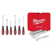 Milwaukee Screwdriver Set Hex Drive Metric Ratchet/Socket Mechanic Tool Set 31Pc