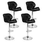 Set of 4 Kitchen Bar Stools - Black and Chrome