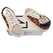 LFL by Lust for Life Sneakers Size 9 Leopard Lace Fabric Suede Leather Womens