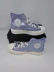 Converse Chuck Taylor All Star Lift Platform Suede Shimmer Shoes Women 8.5 Lilac