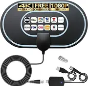 TV Antenna - 4K HD Amplified Digital HDTV Indoor Antenna with Signal Booster - 360° Long Reception TV Aerial Support All Types TV